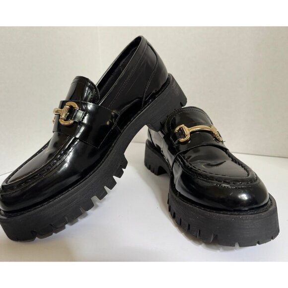Steve Madden Shoes - Steve Madden Women’s Black Lando Platform Loafers Size 8.5 Chunky Lug Preppy